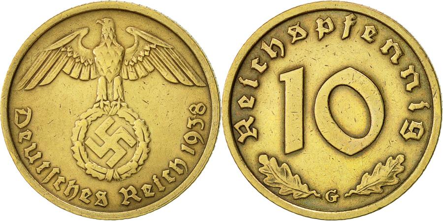 GERMANY, THIRD REICH, 10 Reichspfennig, 1938, Karlsruhe, | European Coins