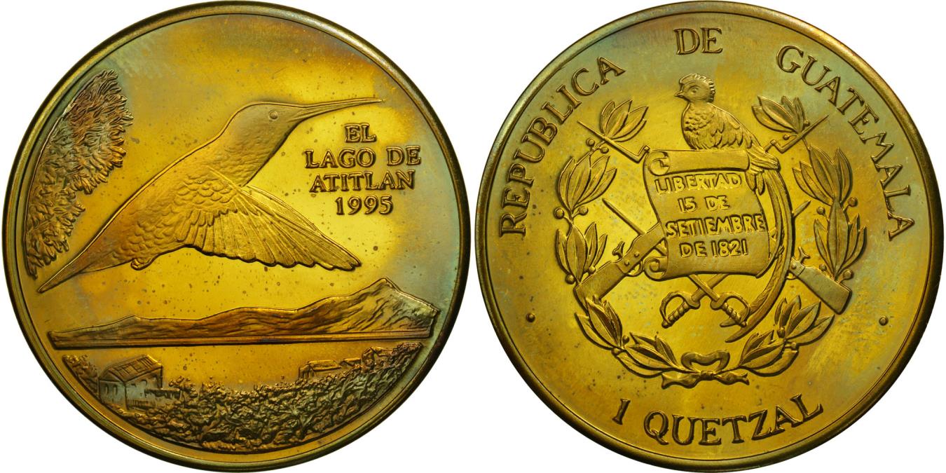 Coin, Guatemala, Quetzal, 1995, , Brass, KM:1a.2 | North & Central