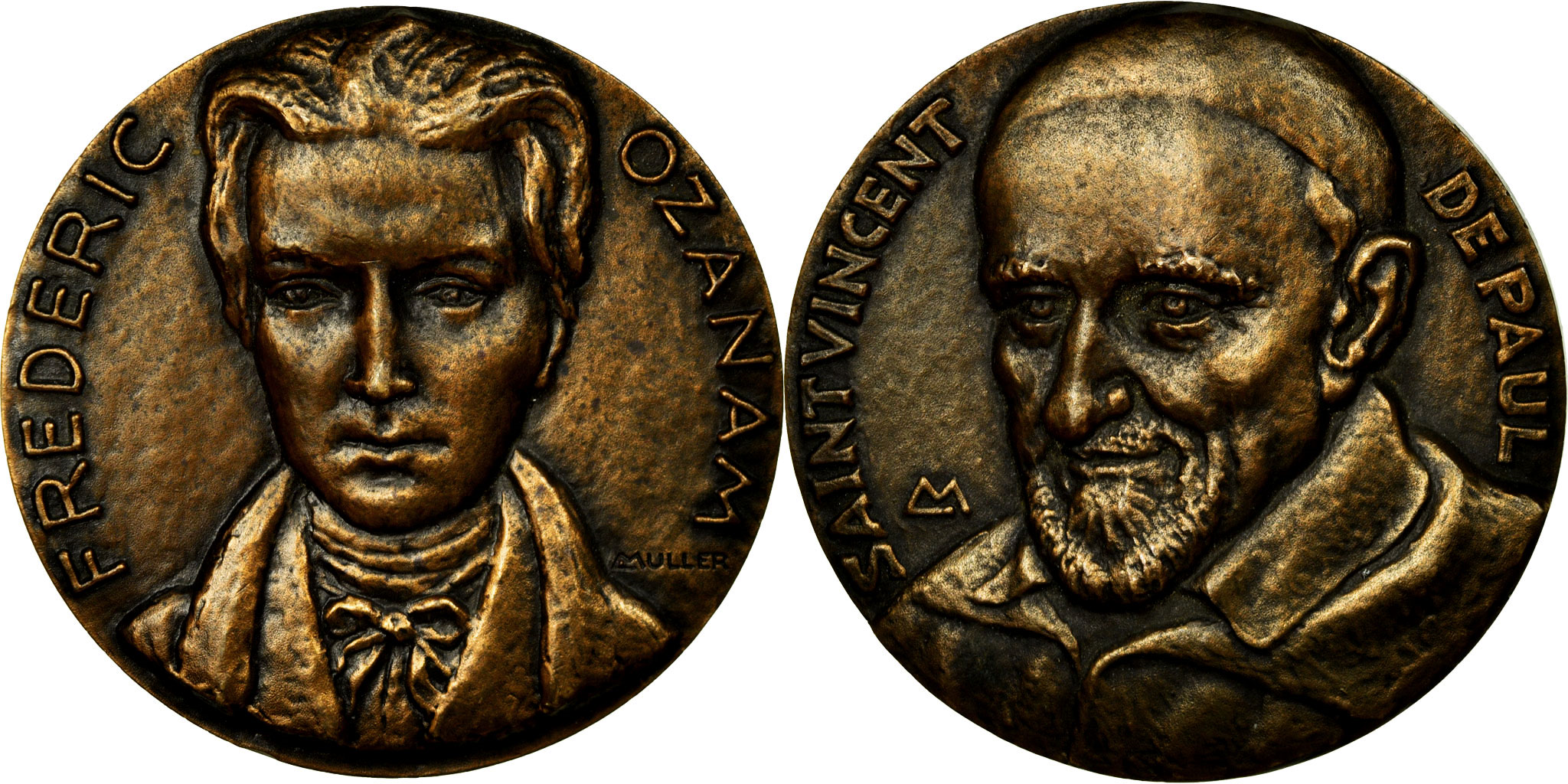 フランス1890s'ヴィクトリアイパーン グリーンオパールセント ヴァセリンSP France, Medal, Saint Vincent de Paul, Frédéric Ozanam, Muller,