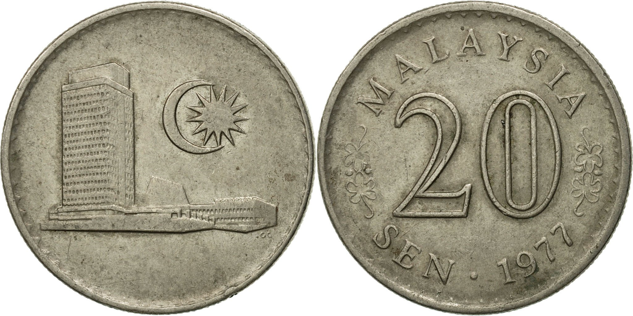 Coin, Malaysia, 20 Sen, 1977, Franklin Mint, , Copper-nickel, KM:4