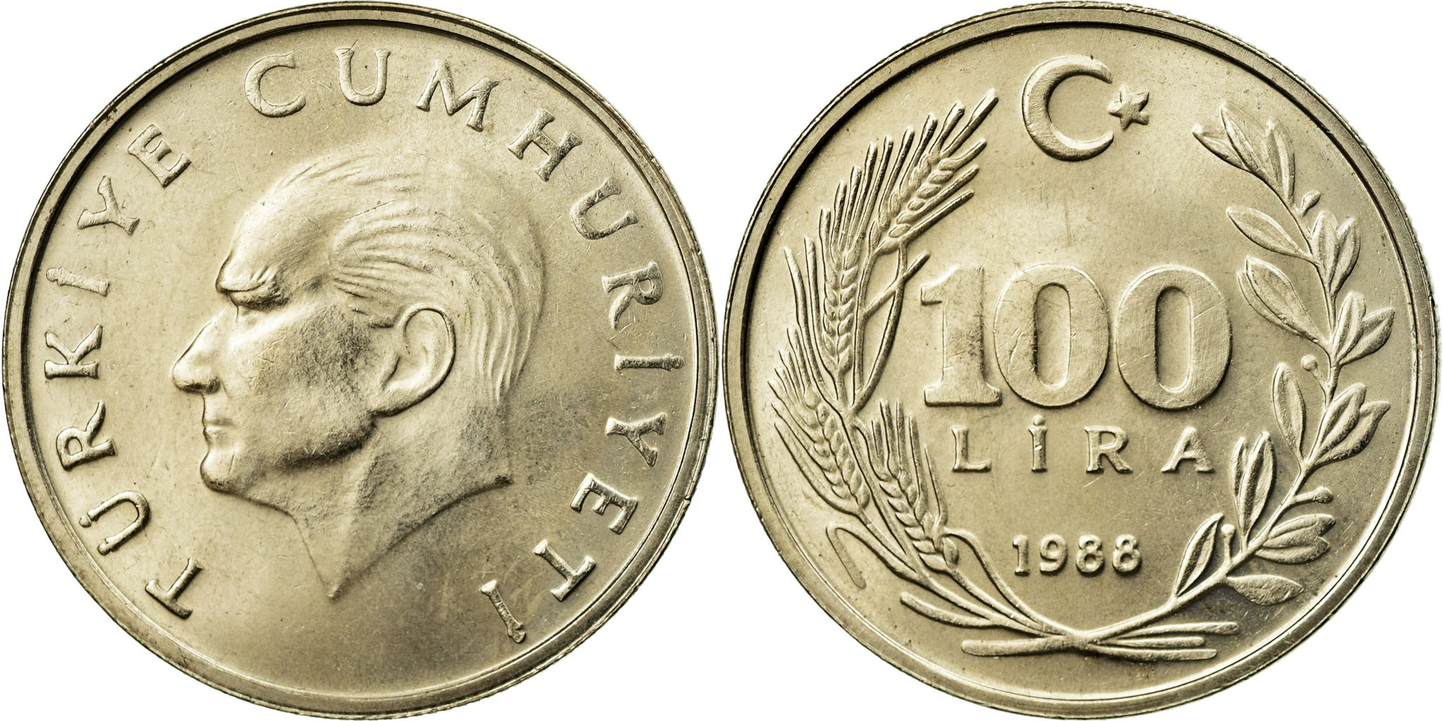 Coin, Turkey, 100 Lira, 1988, , Copper-Nickel-Zinc, KM:967