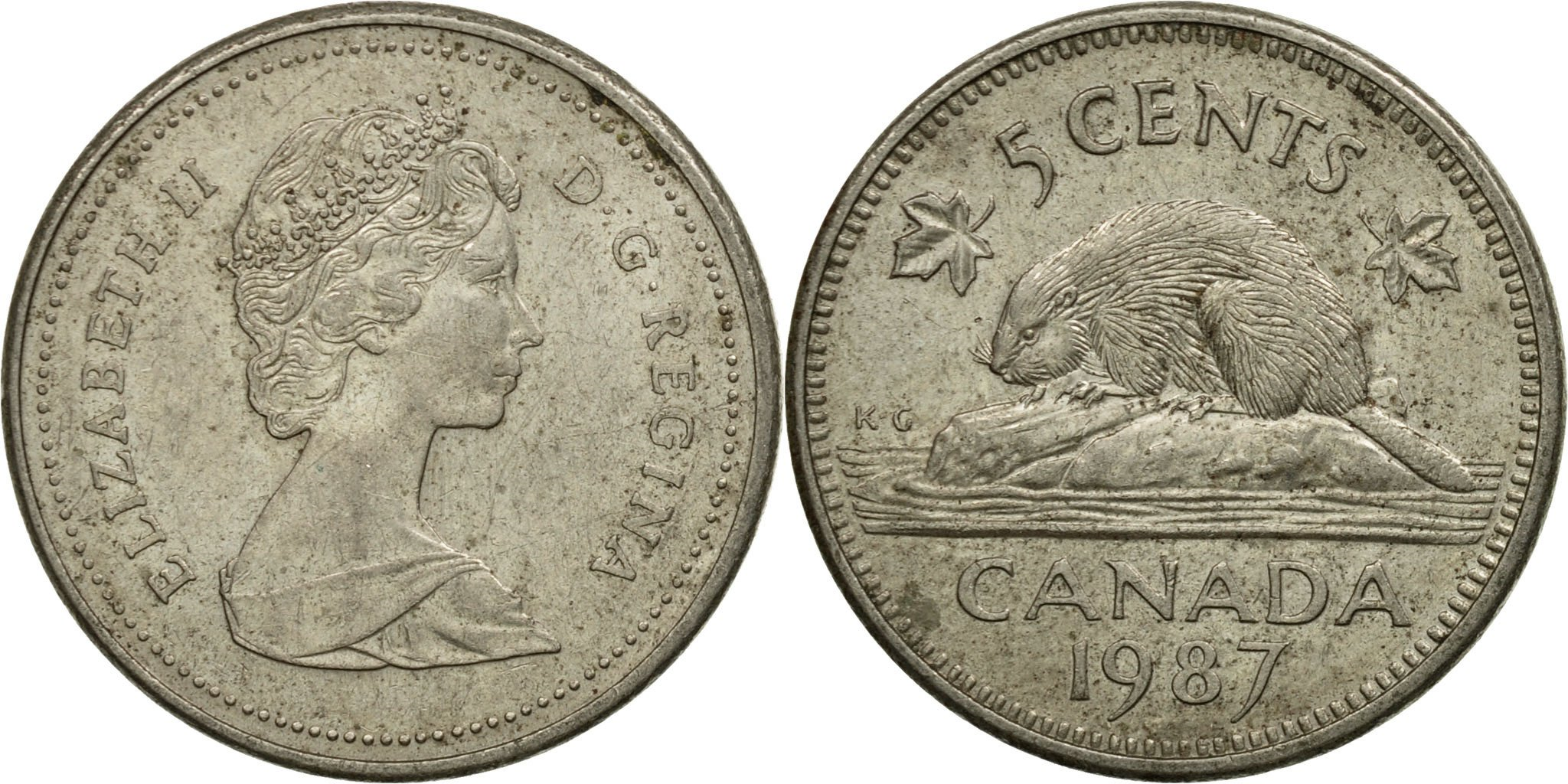 Coin, Canada, Elizabeth II, 5 Cents, 1987, Royal Canadian Mint, Ottawa