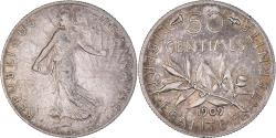 World Coins - Coin, France, Semeuse, 50 Centimes, 1909, Paris, , Silver, KM:854