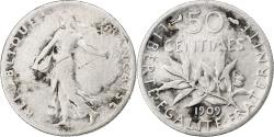 World Coins - France, 50 Centimes, Semeuse, 1909, Paris, Silver, , Gadoury:420