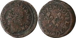 World Coins - France, Louis XIII, Double tournois de Warin, 1642, La Rochelle, Copper