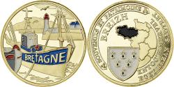 World Coins - France, Medal, La Bretagne, Breizh, Gilt iron, Colourized,