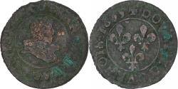 World Coins - France, Louis XIII, Double Tournois, 1633, Lyon, Copper,