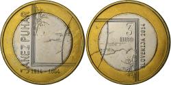 World Coins - Slovenia, 3 Euro, Janez Puhar, 2014, Vantaa, Bi-Metallic, , KM:118