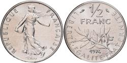 World Coins - Coin, France, Semeuse, 1/2 Franc, 1974, Paris, série FDC, , Nickel