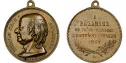 World Coins - France, Medal, Pierre Jean Béranger, 1857, Brass, Magniadas,