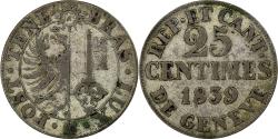 World Coins - Coin, SWISS CANTONS, GENEVA, 25 Centimes, 1839, , Billon, KM:129