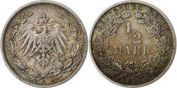 World Coins - GERMANY - EMPIRE, Guillaume II, 1/2 Mark, 1913, Muldenhütten, Silver