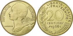 World Coins - France, 20 Centimes, Marianne, 1966, Paris, Aluminum-Bronze,