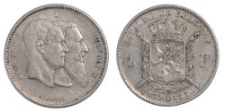 World Coins - Coin, Belgium, Leopold II, Franc, 1880, , Silver, KM:38