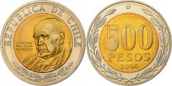 World Coins - Chile, 500 Pesos, 2008, Santiago, Bi-Metallic, , KM:235