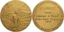 World Coins - France, Medal, F.A.M.M.A.C, Associations de Marins, 1976, Gilt Bronze, Albert
