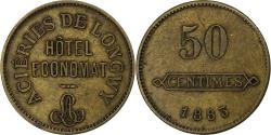 World Coins - France, Aciéries de Longwy, Hôtel Economat, 50 Centimes, 1883,