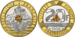 World Coins - Coin, France, Mont Saint Michel, 20 Francs, 1998, Paris, BU,
