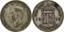 World Coins - Great Britain, George VI, 6 Pence, 1939, Silver, , KM:852