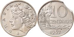 World Coins - Coin, Brazil, 10 Centavos, 1967, error clipped planchet,