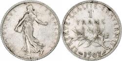 World Coins - France, Franc, Semeuse, 1907, Paris, Silver, , Gadoury:467, KM:844.1