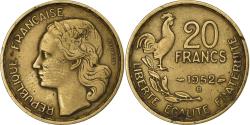 World Coins - France, 20 Francs, Guiraud, 1952, Beaumont - Le Roger, Aluminum-Bronze