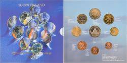 World Coins - Finland, Coffret 1c. à 2€ + jeton, Helsinki cathedral, 2002, Mint of Finland
