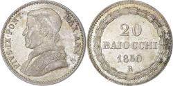 World Coins - Papal States, Pius IX, 20 Baiocchi, 1850, Rome, Silver,