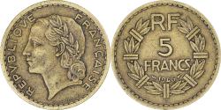World Coins - Coin, France, 5 Francs, 1946