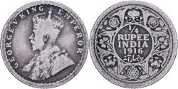 World Coins - British India, George V, 1/4 Rupee, 1916, Silver, , KM:518