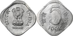 World Coins - India, 5 Paise, 1992, Calcutta, Aluminum,