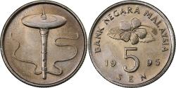 World Coins - Malaysia, 5 Sen, 1995, Shah Alam, Copper-nickel,
