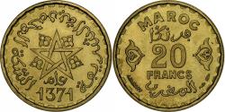 World Coins - Morocco, Mohammed V, 20 Francs, 1371, Paris, Aluminum-Bronze, , KM:50