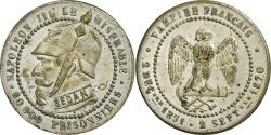 World Coins - France, Monnaie satirique, Napoléon III, 1870, Silvered Brass, Bataille de