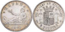 World Coins - Spain, Provisional Government, 2 Pesetas, 1870, Madrid, Silver,