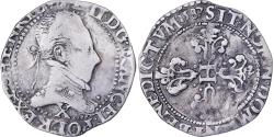 World Coins - France, Henri III, 1/2 Franc au col plat, 1587, Amiens, Silver,