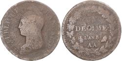 World Coins - Coin, France, Dupré, Decime, AN 8, Metz, , Copper, Gadoury:187a