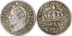 World Coins - Coin, France, Napoleon III, Napoléon III, 20 Centimes, 1866, Bordeaux