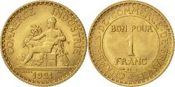 World Coins - Coin, France, Chambre de commerce, Franc, 1921, Paris, , Aluminum-Bronze
