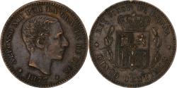 World Coins - Spain, Alfonso XII, 5 Centimos, 1877, Barcelona, Bronze, , KM:674