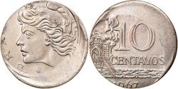 World Coins - Coin, Brazil, 10 Centavos, 1967, error off center strike,