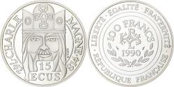 World Coins - France, 100 Francs-15 Ecus, Charlemagne, 1990, Paris, Proof, Silver,