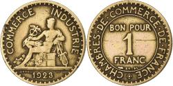 World Coins - France, Franc, Chambre de commerce, 1923, Paris, Aluminum-Bronze,