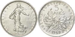 World Coins - France, Semeuse, 5 Francs, 1969, Paris, , Silver, KM:926, Gadoury:770