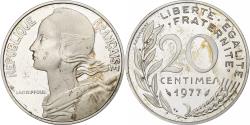 World Coins - France, 20 Centimes, Marianne, 1977, Monnaie de Paris, Proof, Piéfort, Silver