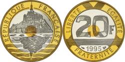 World Coins - Coin, France, Mont Saint Michel, 20 Francs, 1995, Paris, Proof,