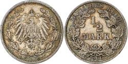 World Coins - Germany, Wilhelm II, 1/2 Mark, 1906, Berlin, Silver,