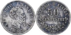 World Coins - Italy, Vittorio Emanuele II, 50 Centesimi, 1863, Naples, Silver,