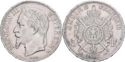 World Coins - France, Napoleon III, 5 Francs, 1867, Strasbourg, Silver,