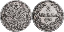 World Coins - Coin, Finland, Alexander II, 2 Markkaa, 1870, Helsinki, , Silver